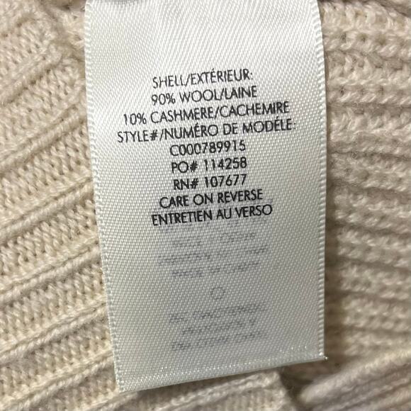 Alice + Olivia Base Wool Cashmere Chunky Knit Cowl Neck Sweater XS Beige Ribbed - Picture 7 of 8